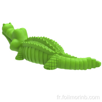 Jouet interactif pour chien en forme de crocodile en caoutchouc naturel